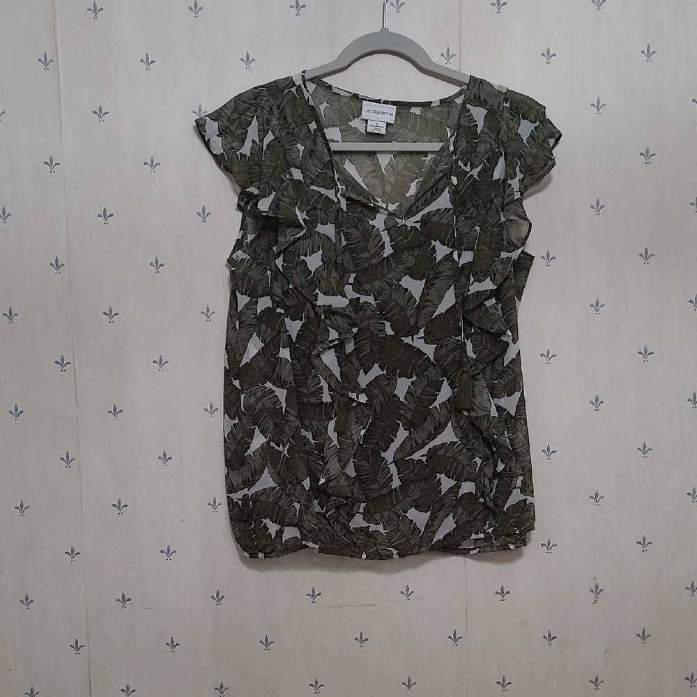 Green Leaf Print Women's Top